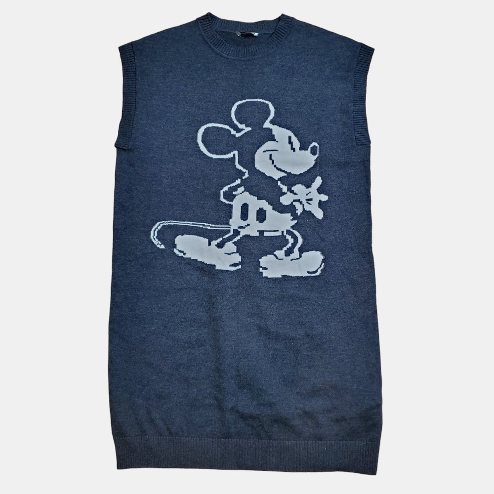 MIU MIU X Disney Mickey Mouse‎ Designer Luxury Womens Black Sweater Vest Wool M
